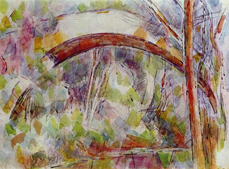 Paul Cézanne, The Bridge of Trois-sautets, watercolor, 16.1″ × 20.8″. Photo: Public Domain.