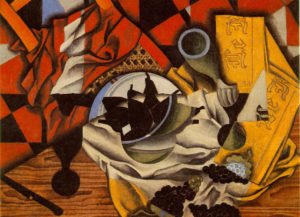 Juan Gris, Pears and Grapes on a Table, Céret, autumn 1913. Oil on canvas, 21 1/2 x 28 3/4 in. / 54.6 x 73 cm. Promised Gift from the Leonard A. Lauder Cubist Collection