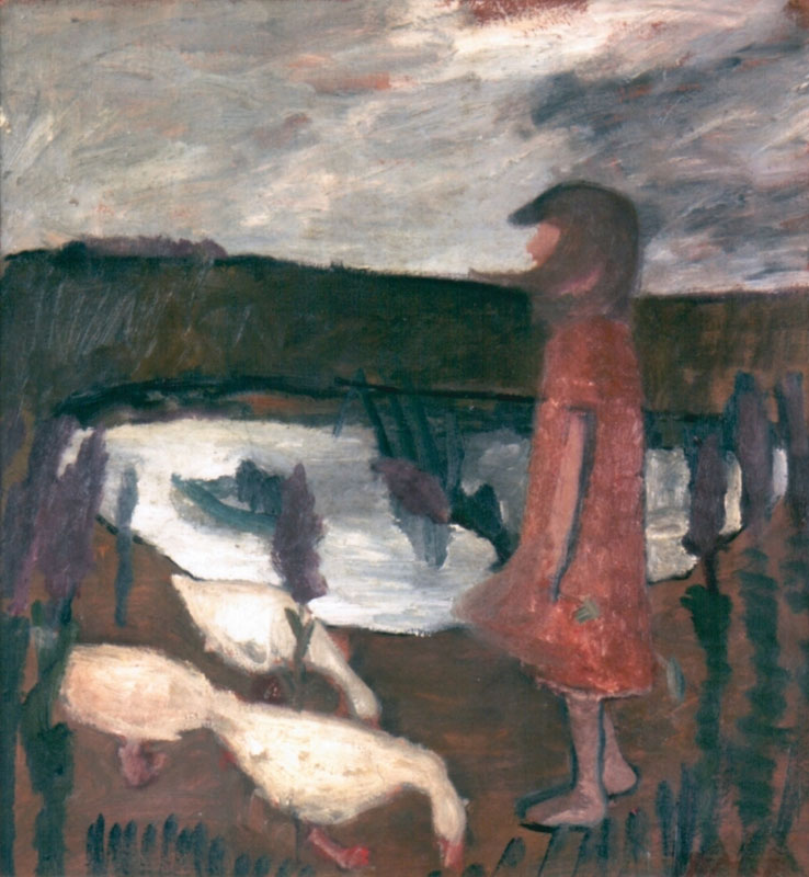 Girl with geese by a pond (1901) by Paula Modersohn-Becker, February 8, 1876 – November 20, 1907