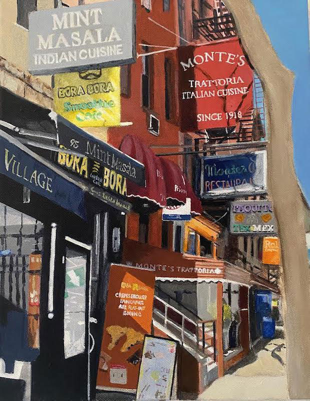 MacDougal Street Melting Pot, acrylic, 14"x11"