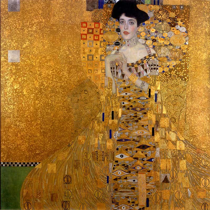 Gustav Klimt, Adele Bloch-Bauer I, 1907, oil silver and gold on canvas, 55.1" × 55.1". Reportedly this painting was purchased by Ronald Lauder for a record $135 million in 2006, Neue Galerie, New York. Photo: Public Domain.