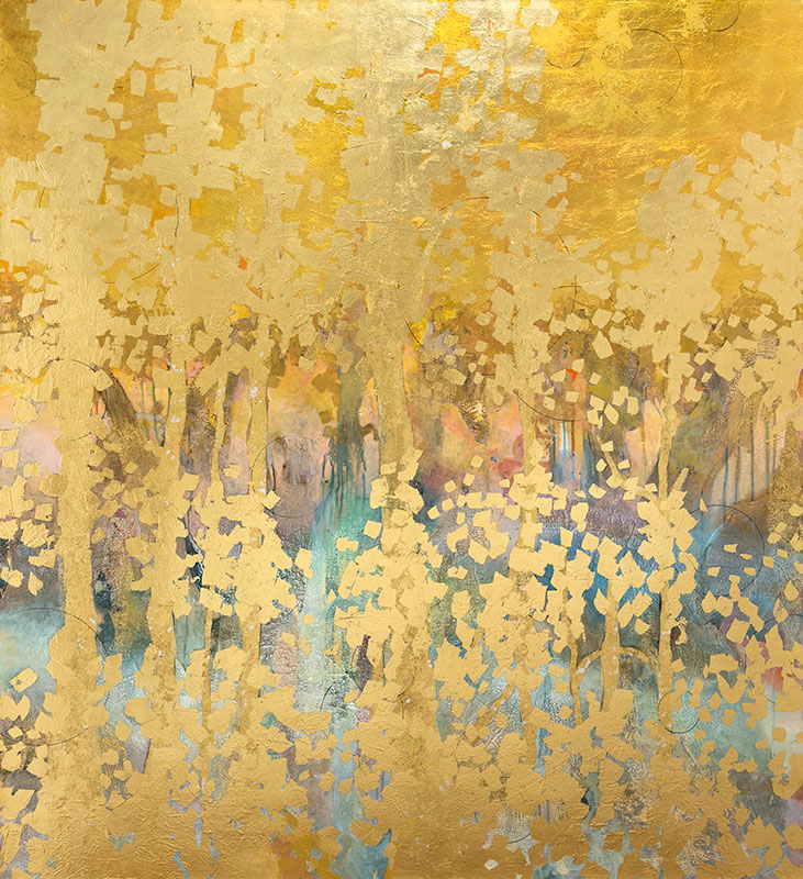 Brilliance, acrylic and gold leaf on canvas, 66" x 60"