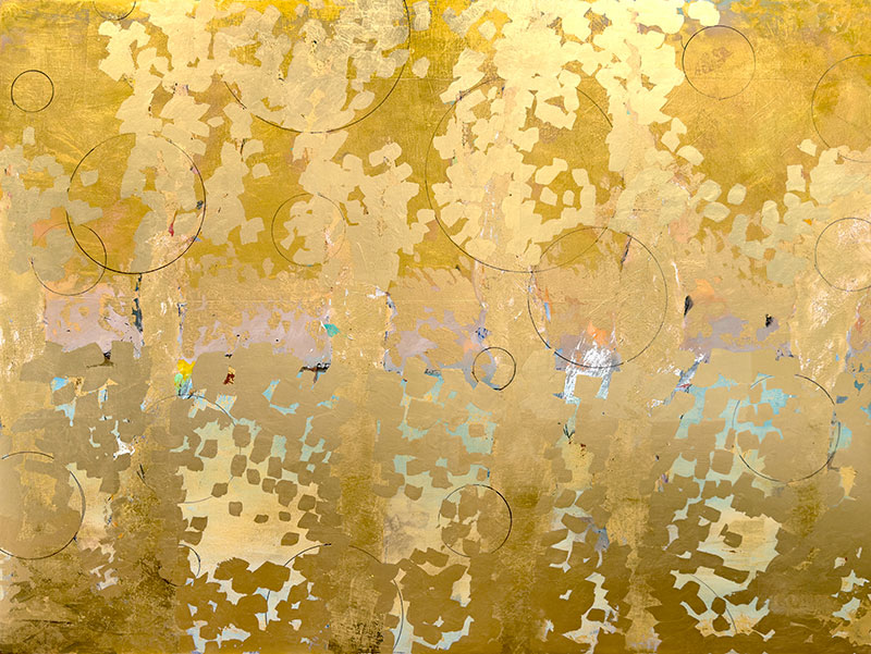 Golden Radiance, acrylic and gold leaf on wood panel, 30" x 40"