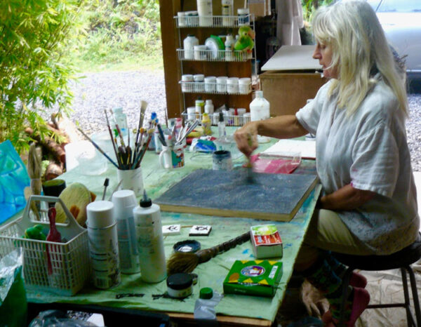 Linda S. Watson, artist in her studio