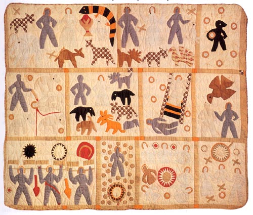 Harriet Powers, Bible quilt, mixed media, 1886. Powers exhibited this at the Athens Cotton Fair in 1886. Photo: Public Domain