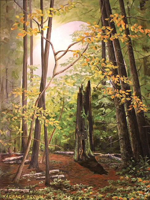 Grandfather Stump, oil on canvas, 24″ x 18″ by Barbara Brown