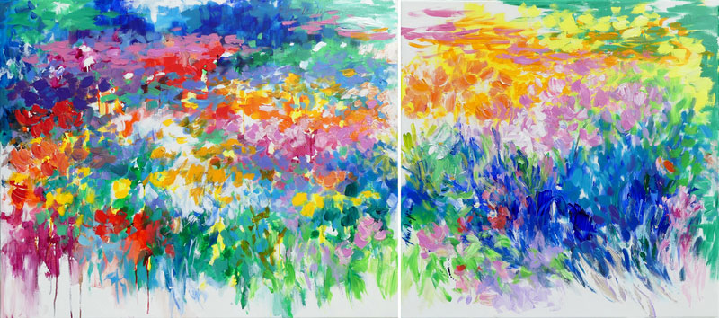 A garden we used to know, diptych, acrylic on canvas, 53,54x 31,5