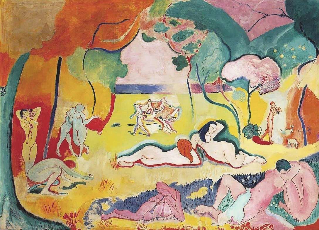 Henri Matisse, The Joy of Life, Le Bonheur de Vivre, oil on canvas, created 1905 - 1906. Barnes Foundation, Philadelphia, PA, US Dimensions: 175 x 241 cm. Photo: Public Domain.