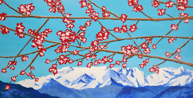 Harbinger of Spring, acrylic on canvas, 36" x 54"