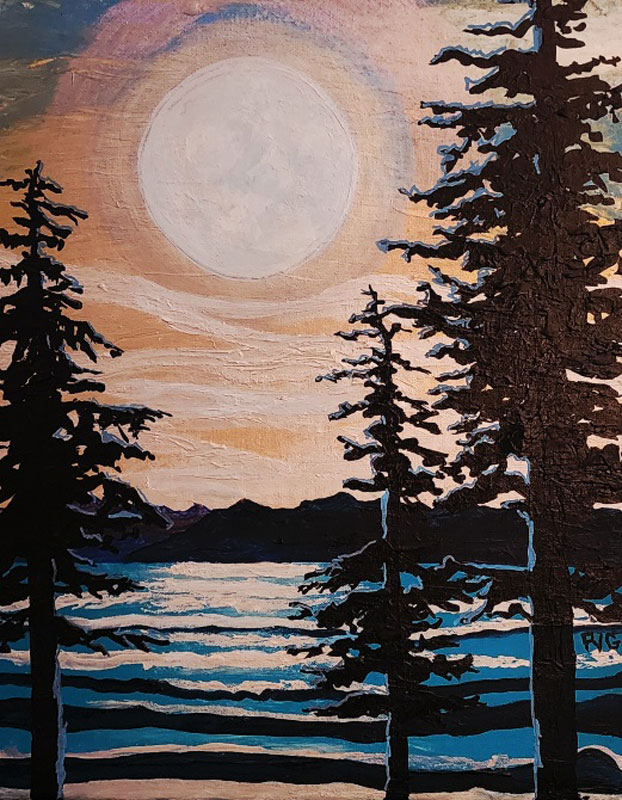 Moonlight Serenity, acrylic on canvas, 20" x 16"