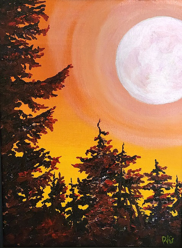 Moonlight Muse, acrylic on canvas, 20" x 16"