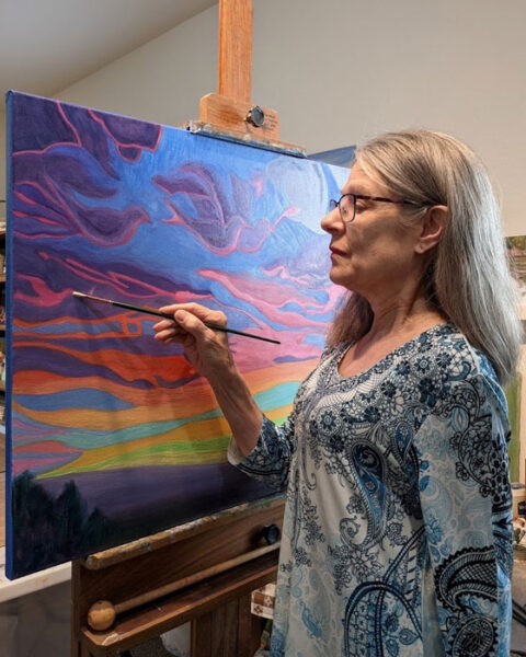 Ruth Soller, artist in her studio