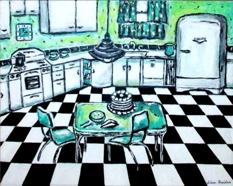 The Fabulous Fifties, acrylic on a gallery wrapped canvas, 16" x 20" x 1 3/4"