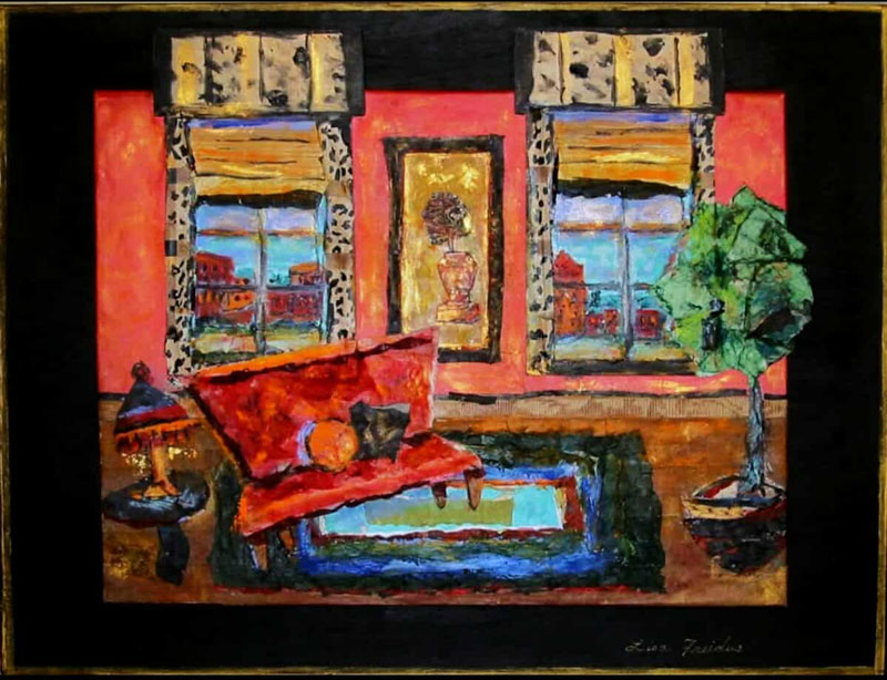 Uptown, mixed media on canvas by Lisa Freidus