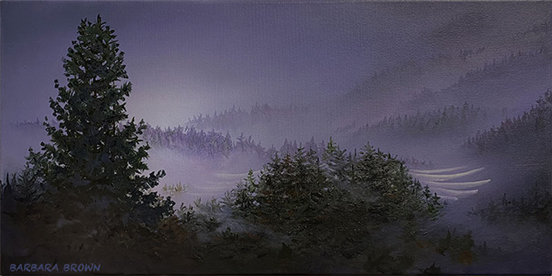 Who Rides the Mists, oil on canvas, 12″ x 24″