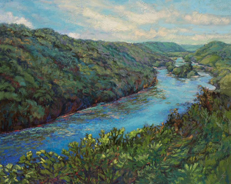 Rolling Rhythm of the Shenandoah, oil & cold wax on linen, 24x30 by Leanne Fink