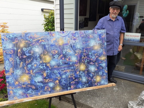 Keith Morant with his painting Neurodance