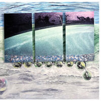 Nancy Staub Laughlin Effervescence of the Sparkling Wave, triptych, pastel on paper, mounted photographs, 35" x 90"
