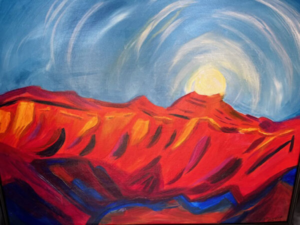 Red Rock Moonset, Oil, 24 X 30