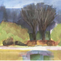 Banner image: Central Park in Spring from Hernhead, watercolor, 7” x 18 1/2” by Annie Shaver-Crandell