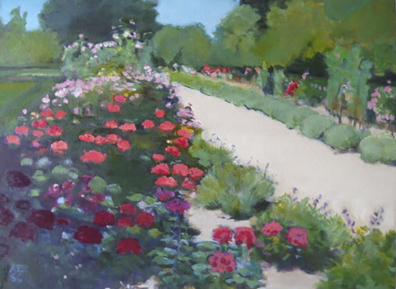 Roses and Gravel Path oil 18” x 24” by Annie Shaver-Crandell
