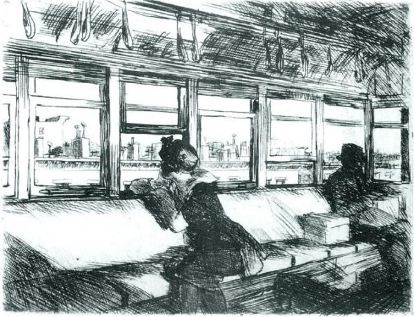 Night on the El Train, 1918 by Edward Hopper