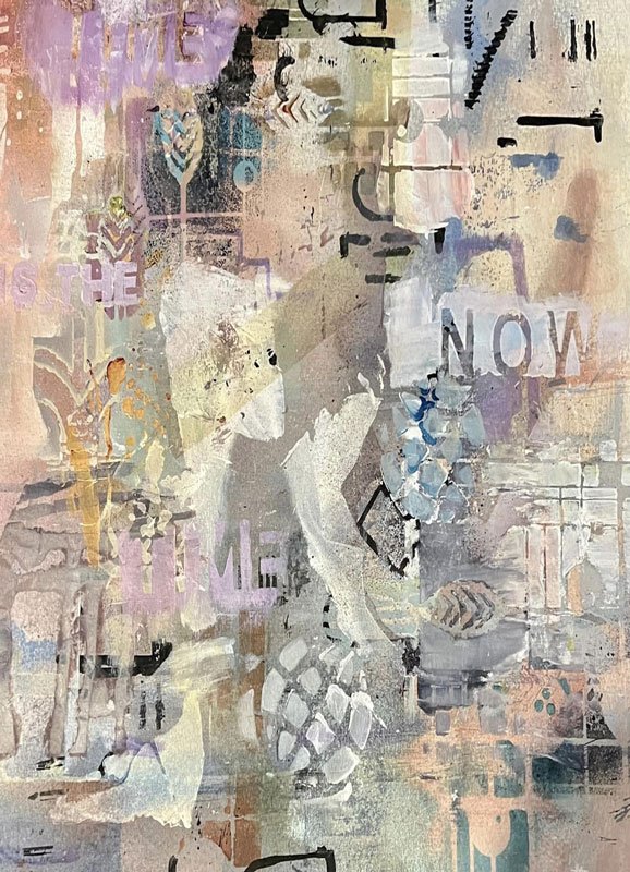 The Time is Now, mixed media, 19.5" x 14.5"abstract art by Tommy B. McDonell