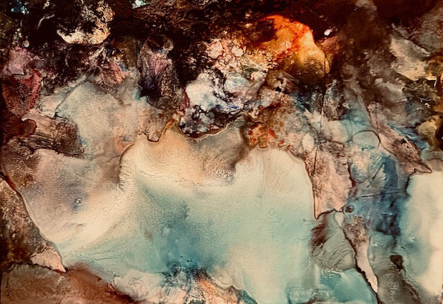 Heart Cove, alcohol inks, 7" x 5"