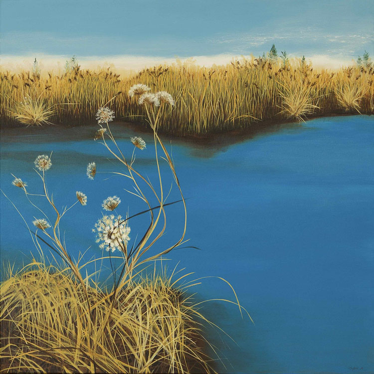 Sandy Iseli Marshland, acrylic on canvas, 39” x 39”