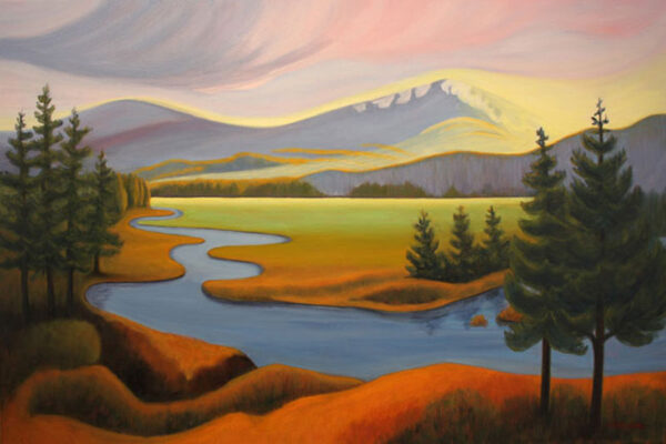 Twilight in Rocky Mountain National Park, oil, 24″ x 36″