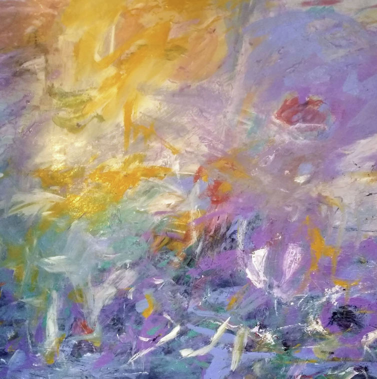 Golden Moments, mixed media on Yupo on Panel, 30" x 40" x 1.5 by Dee Tivenan