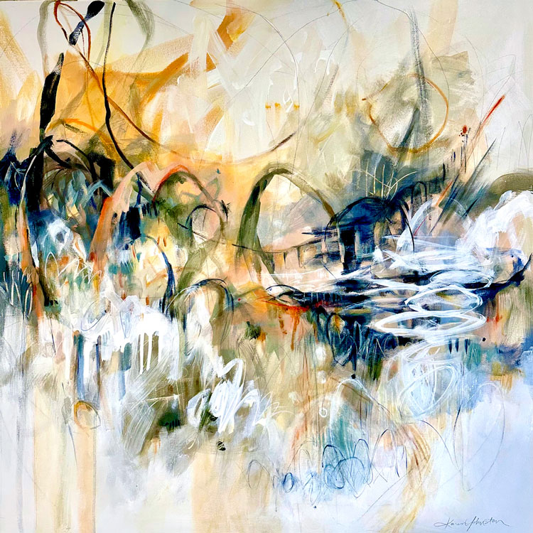 Turning Point, acrylic and mixed media on canvas 40" x 40"by Karen Johnston