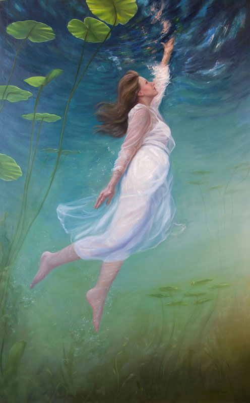 Nanette Fluhr, Ascending, oil on canvas, 52" x 33"