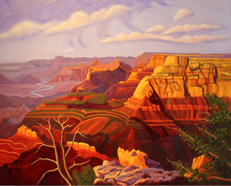 Grandview Sunset GNCP, Oil on Linen 24 x 30 x 1.5 Painting by Ruth Soller
