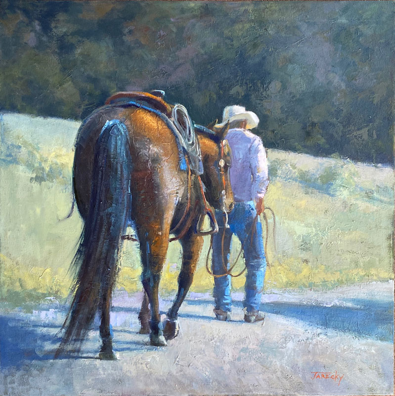 Partners -- A Job Well Done, Oil on Canvas 30 x 30 by Susan Jarecky