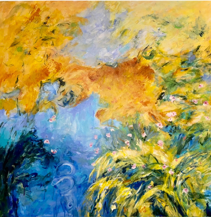 My Monet, mixed media, 36" x 36" by Karen H. Salup