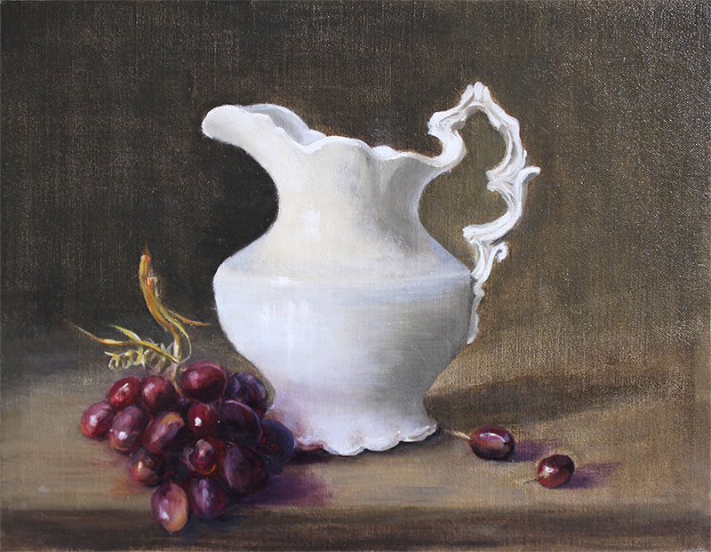 Marny Lawton, Pitcher and Grapes - Oil on canvas - 11 x 14