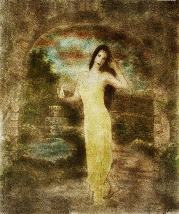 ENCHANTMENT, mixed media/oil printing/lithography inks, 20" x24" by Frantisek Strouhal