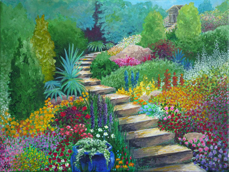 The Peaceful Pathway, acrylic, 12″ x 10″