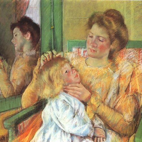 Mother Combing Her Child's Hair, pastel painting. Photo: Public Domain.