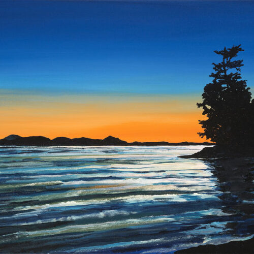 Sunset Blissful Peace, acrylic on canvas, 24″ x 30″ 