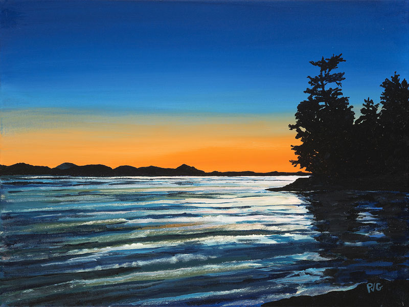 Sunset Blissful Peace, acrylic on canvas, 24″ x 30″ 