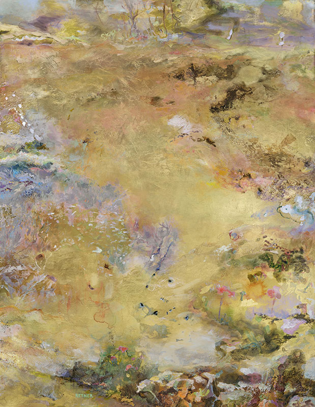 Angelic Realm, acrylic and gold leaf on panel, 62" x 48"