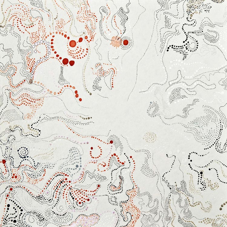 Eva Breitfuss, Earth Consciousness, ink and watercolor on fine art paper, 11.8″ x 11.8″  