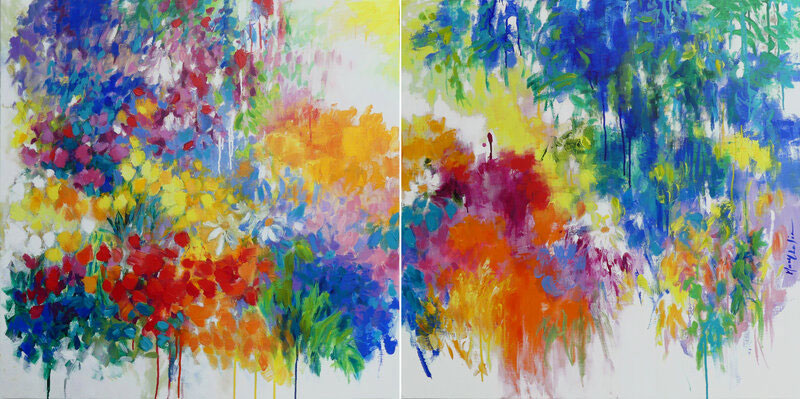 The Lovers Garden, diptych, acrylic on canvas, 63″ x 31.5″