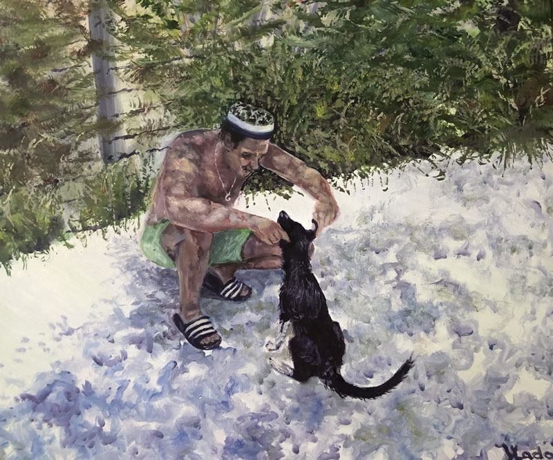 A Man and a Dog, oil on canvas, 50 x 60 cm