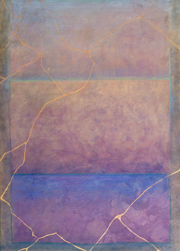 Spirit Rise, acrylic and 23kt gold leaf on linen, 35″ x 47″