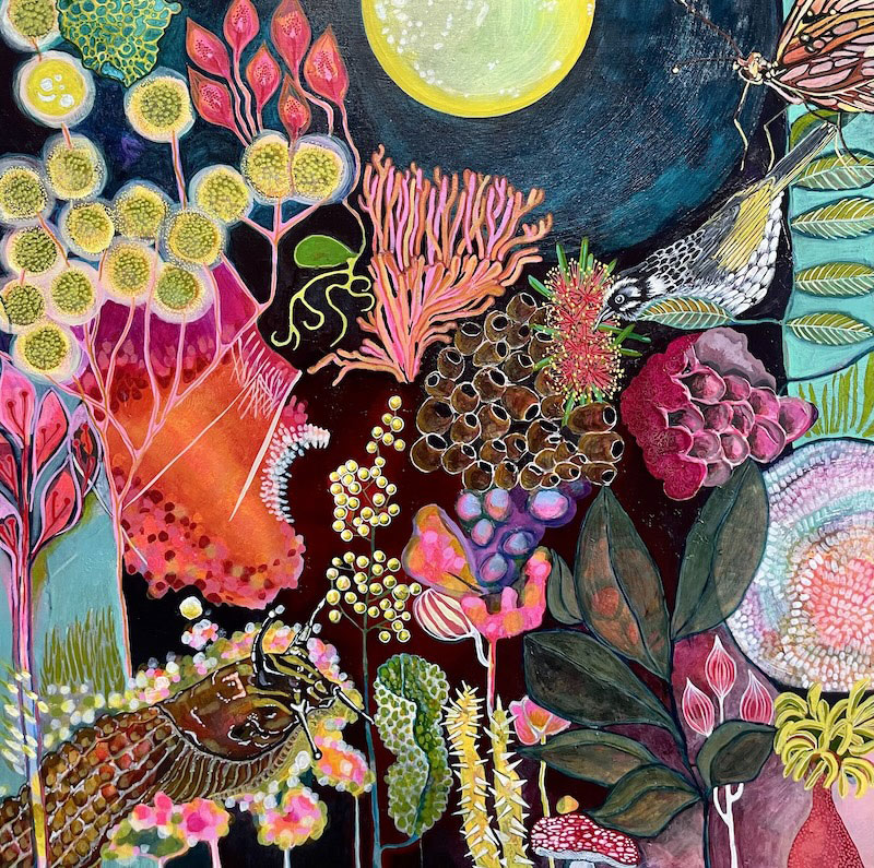 Becoming, acrylic on canvas, 35.43 x 35.43