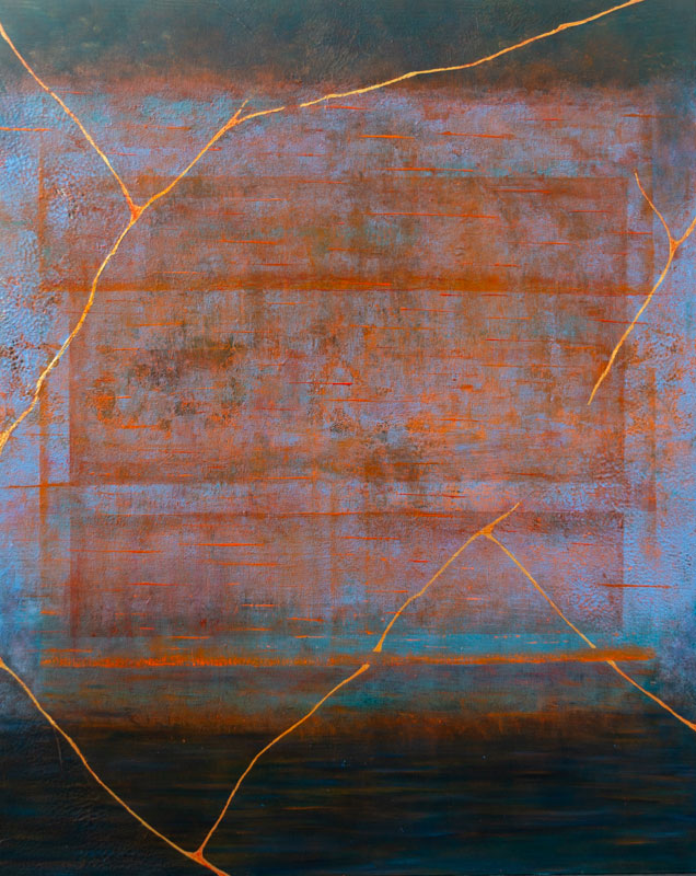 Essence, mixed media on linen, 47″ x 59″