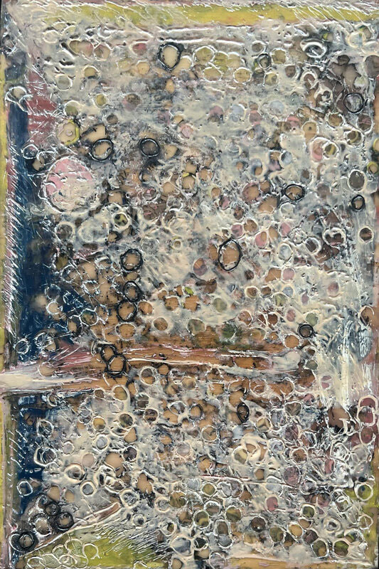 Diagnosis Diptych Part 2, encaustic and mixed media, 12” x 8”